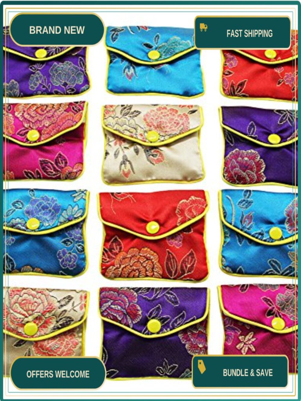 Silk Purse Pouch Gift Bags 12 Pack Small Jewelry Pouches Cotton Polyester